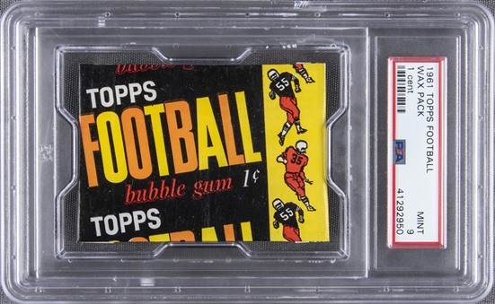 1961 Topps Football Unopened One-Cent Wax Pack - PSA MINT 9
